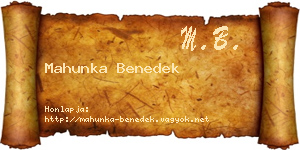 Mahunka Benedek névjegykártya